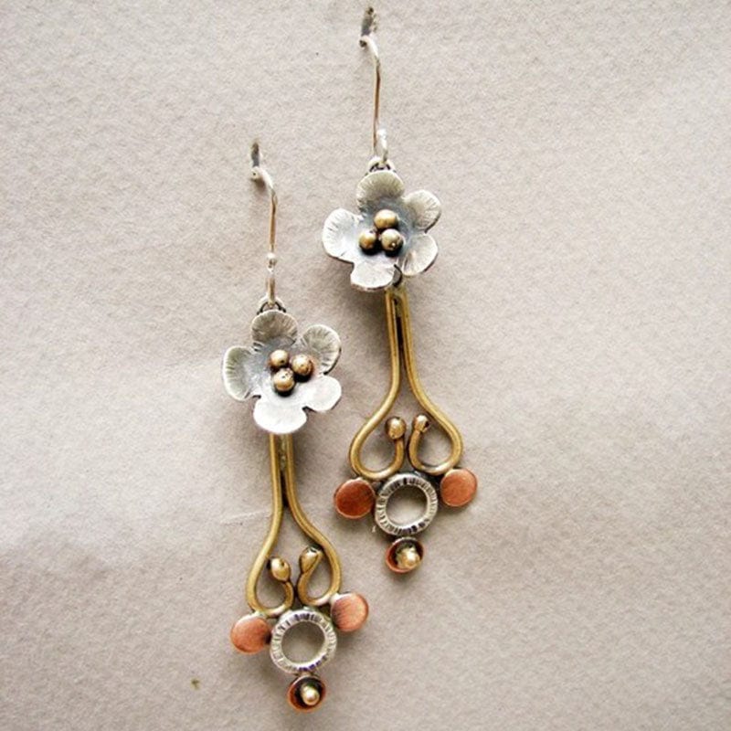 Retro Ethnic Blooming Flower Drop Dangle Earrings