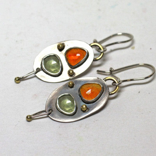 Latest Teardrop Green Orange Stone Earring