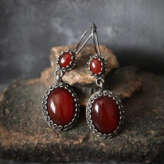 Vintage Baroque Red Stud Earrings