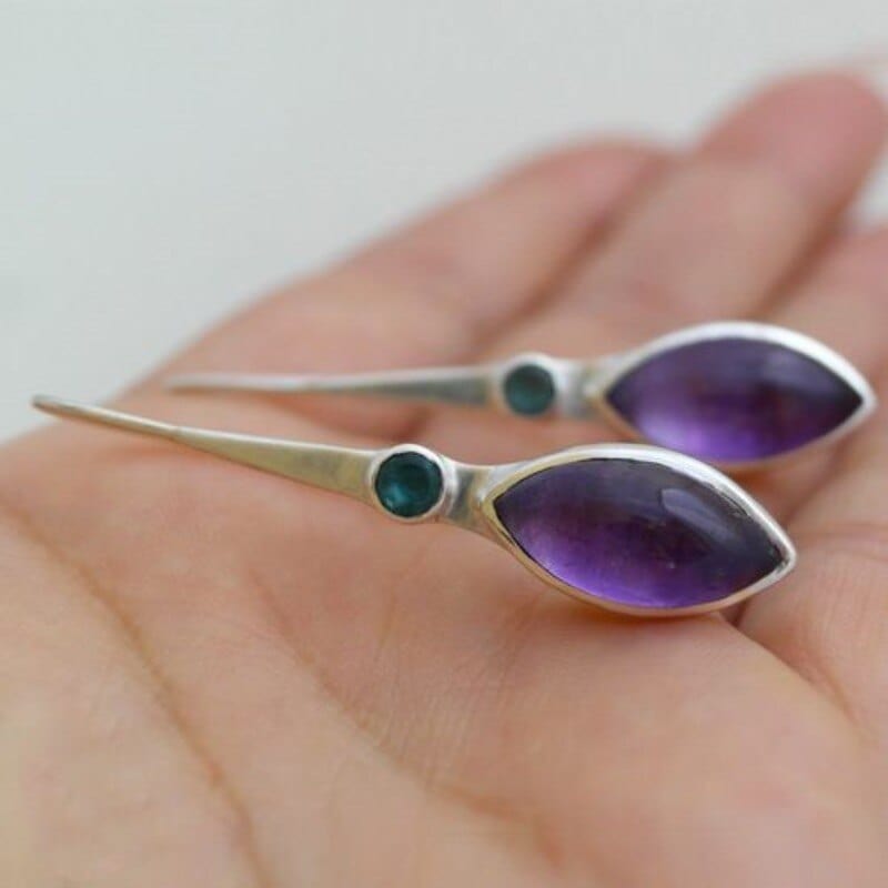 Fashion Inlaid Purple Zircon Earrings