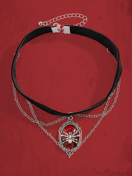 Halloween Gothic Dark Velvet Spider  Choker