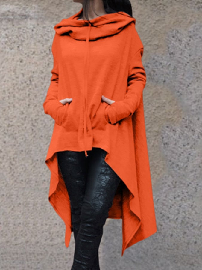 Solid Color Irregular Hoodie