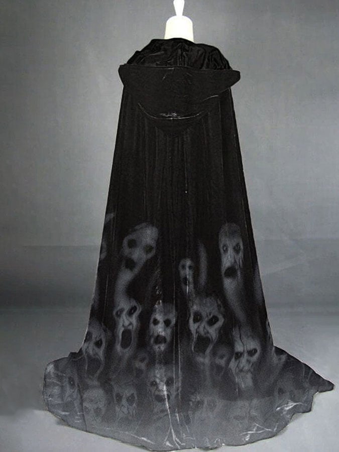 Women's Halloween Vintage Skull Print Cape