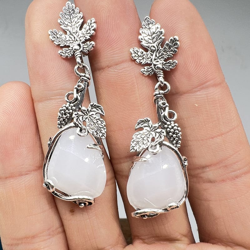 Leaf White Water Drop Earrings