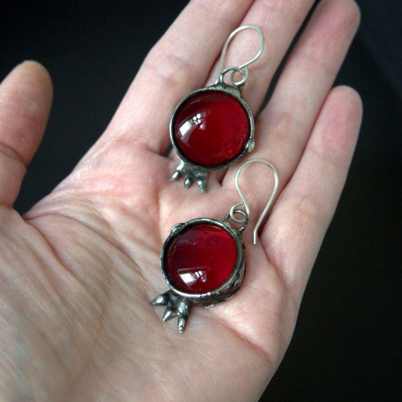 women's pomegranate red handmade earrings