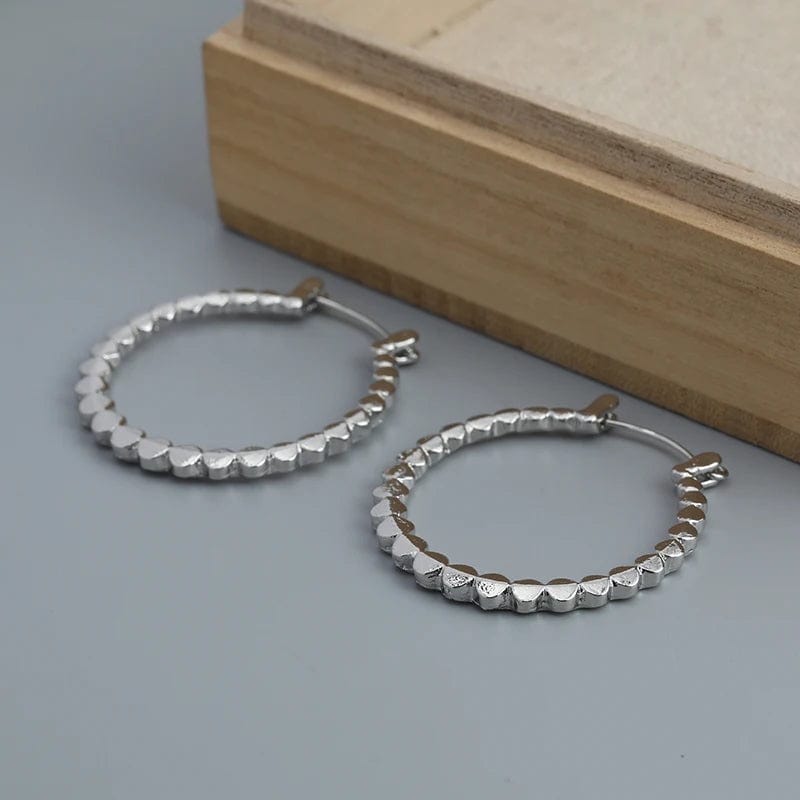 Boho Caterpillar Hoops Silver Color Earrings Handmade Hoop Earrings