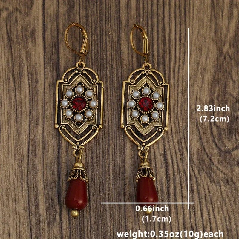 Boho Ethnic Geometric Waterdrop Stone Earrings