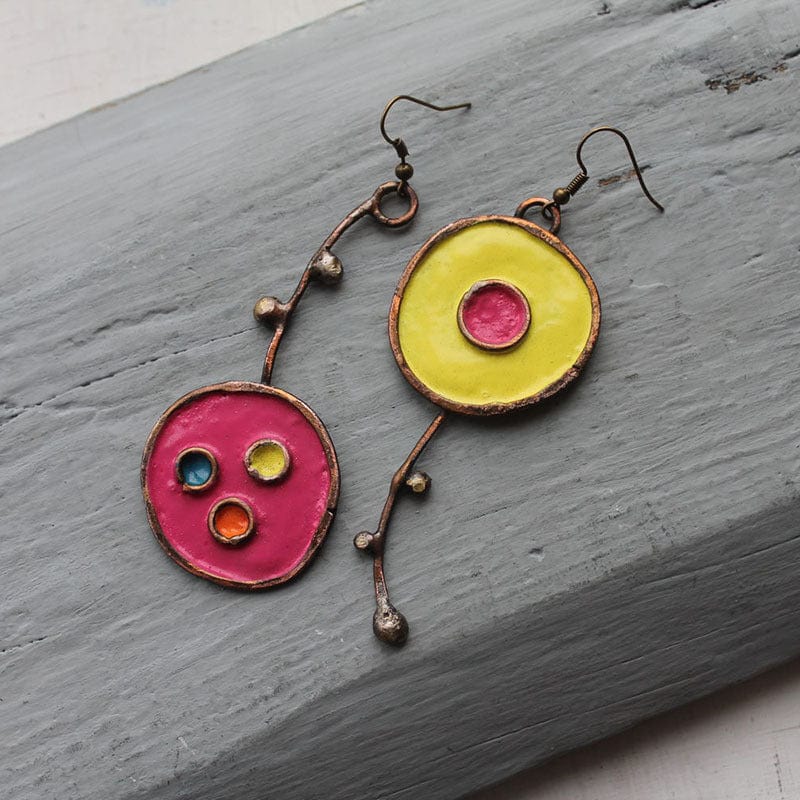 Drip oil graffiti handmade earrings