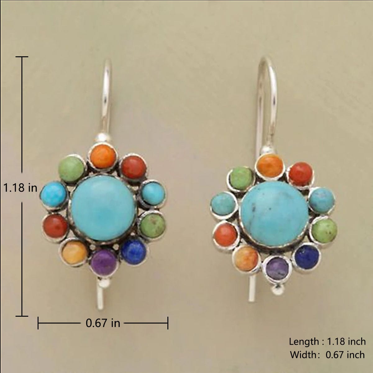 Multicolor Turquoise Round Earrings