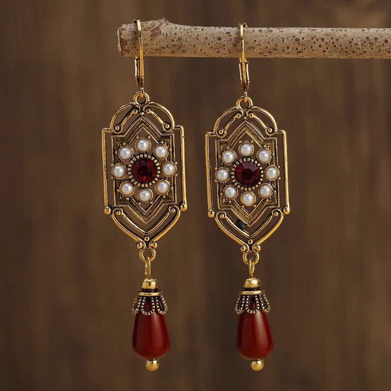 Boho Ethnic Geometric Waterdrop Stone Earrings