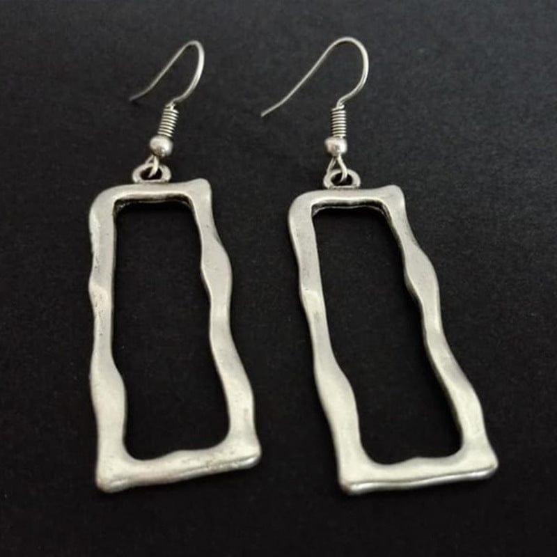 Geometric Square Cutout Distressed Earrings