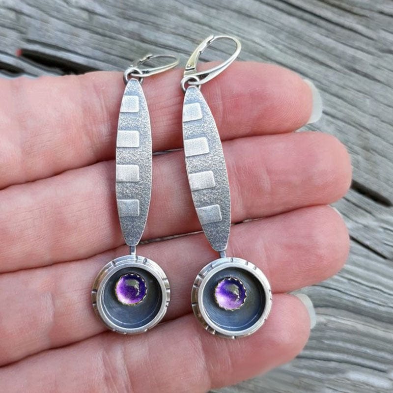 Vintage Purple Resin Drop Earrings