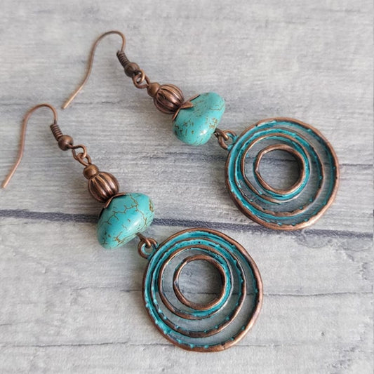 Retro Ethnic Drop Bohemian Turquoise Earrings