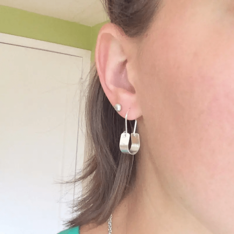 Silvery Color Tiny Hoop Earrings