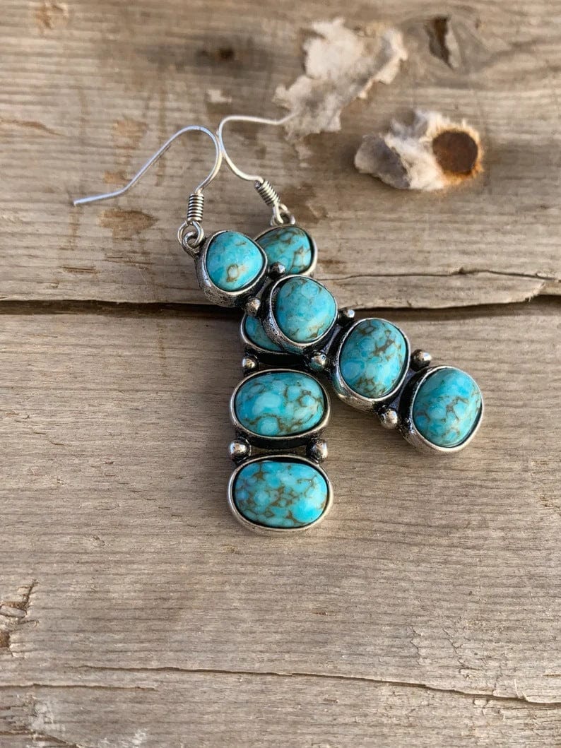 Vintage Thai Silver Blue Turquoise Earrings