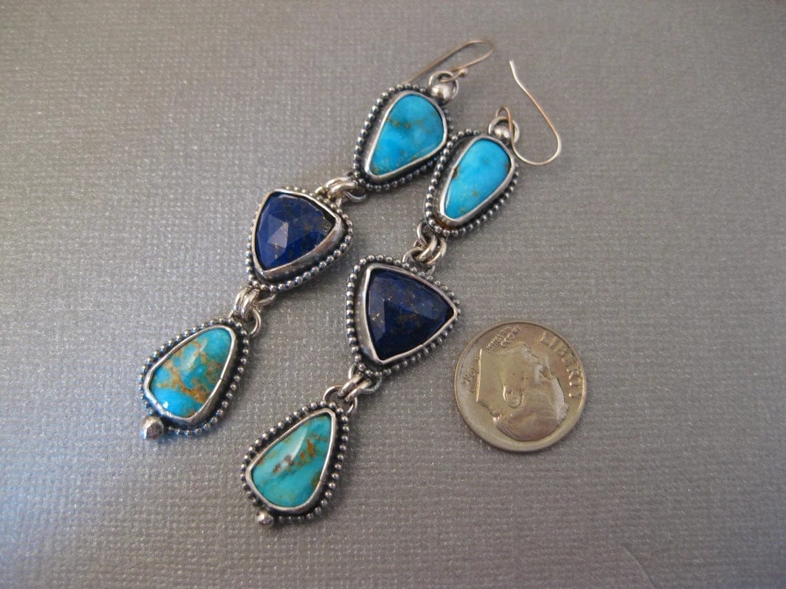 Vintage Geometric Triangle Gemstone Earrings