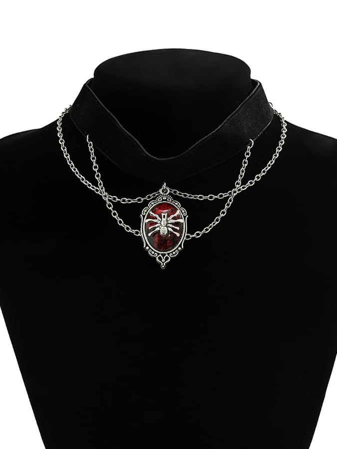 Halloween Gothic Dark Velvet Spider  Choker