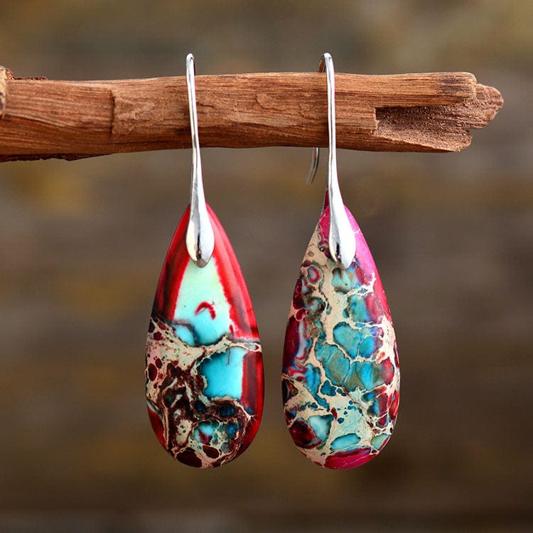 Boho Natural Imperial Stone Water Drop Earrings