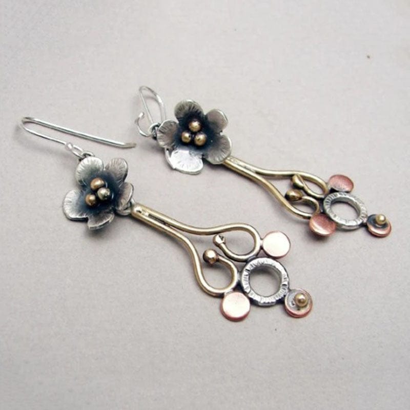 Retro Ethnic Blooming Flower Drop Dangle Earrings