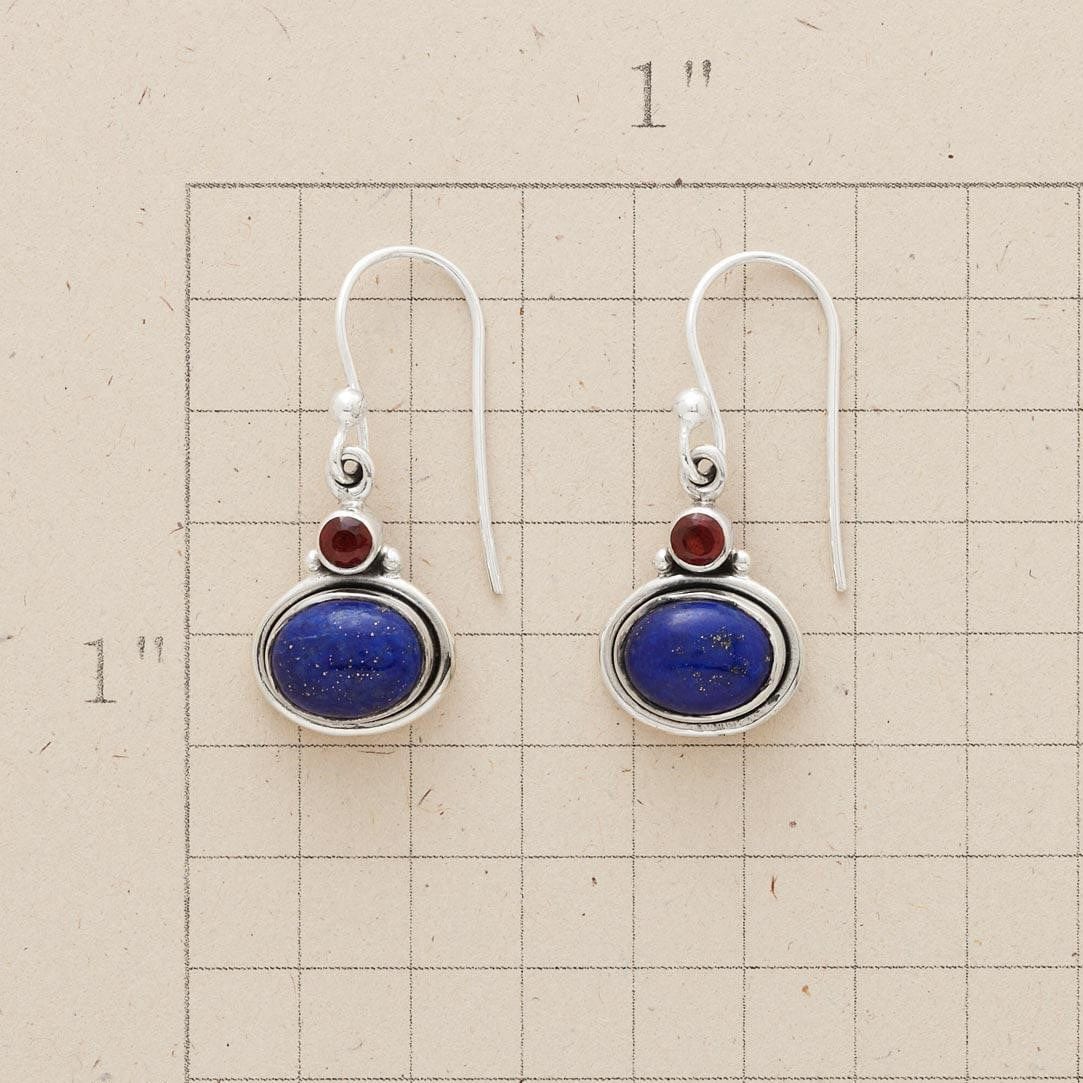 Oval Blue Stone Pendant Earrings