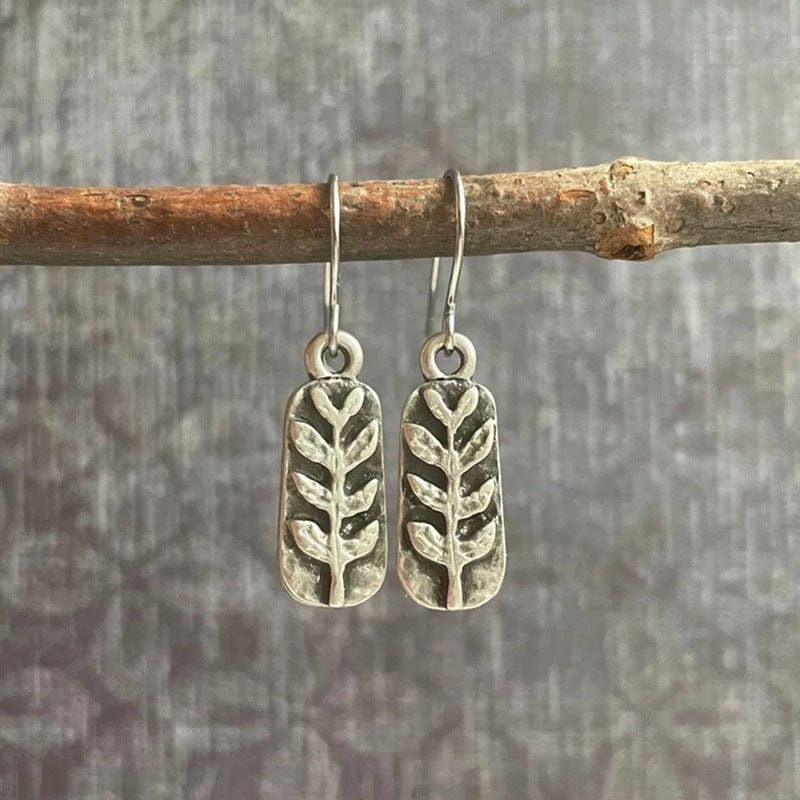 Vintage Silver Leaf Drop Earrings