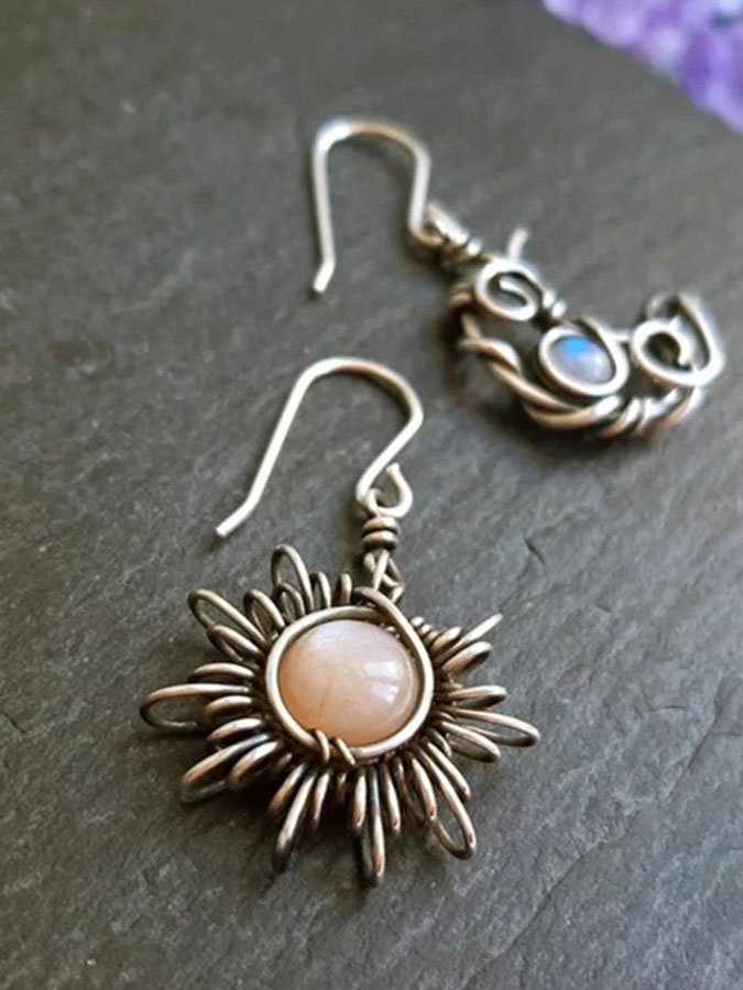 Retro Sun Moon Earrings