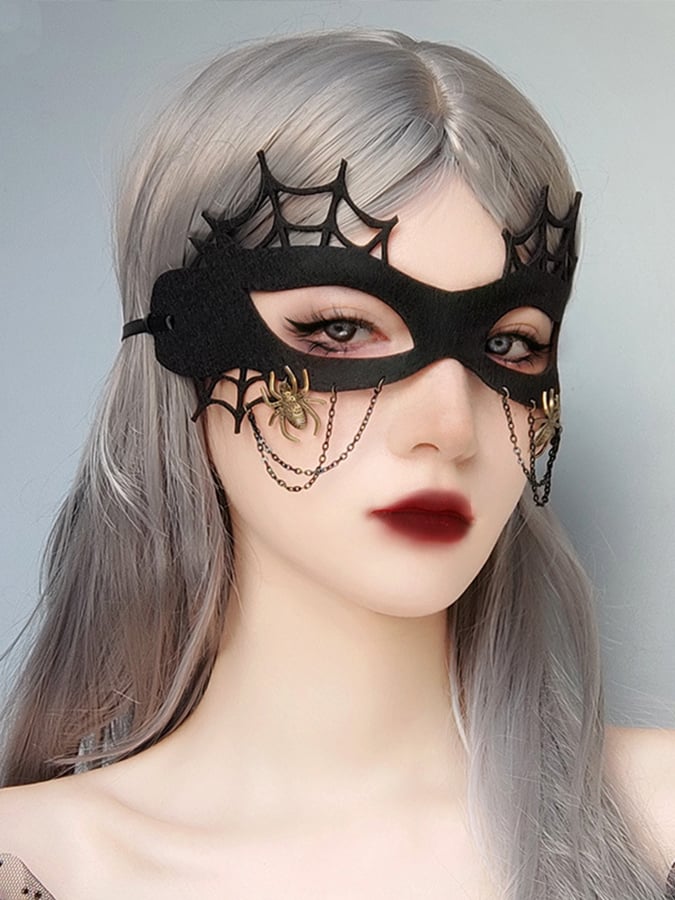 Women's Halloween Spider Web Chain Fringe Masquerade Blindfolds