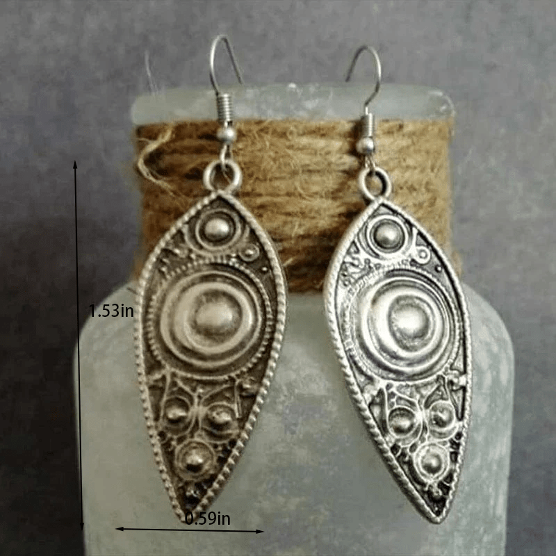 Vintage Thai Silver Leaf Carved Totem Earrings