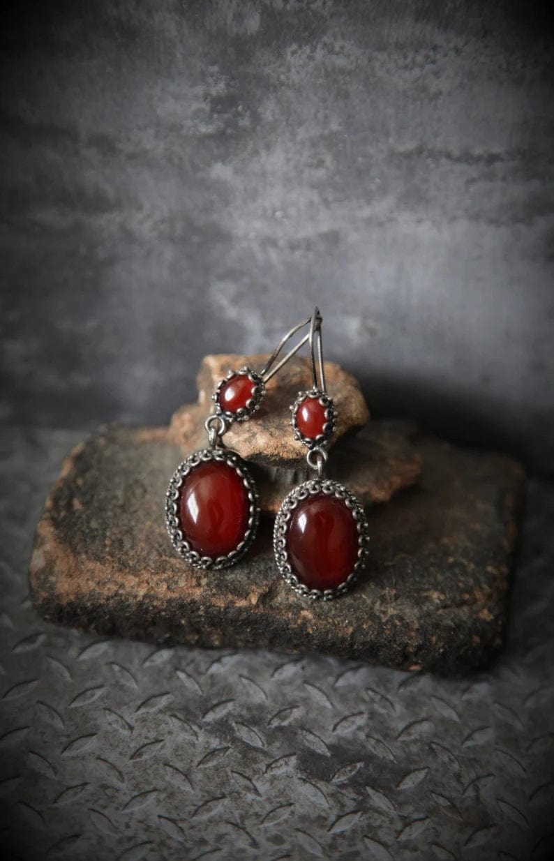 Vintage Baroque Red Stud Earrings