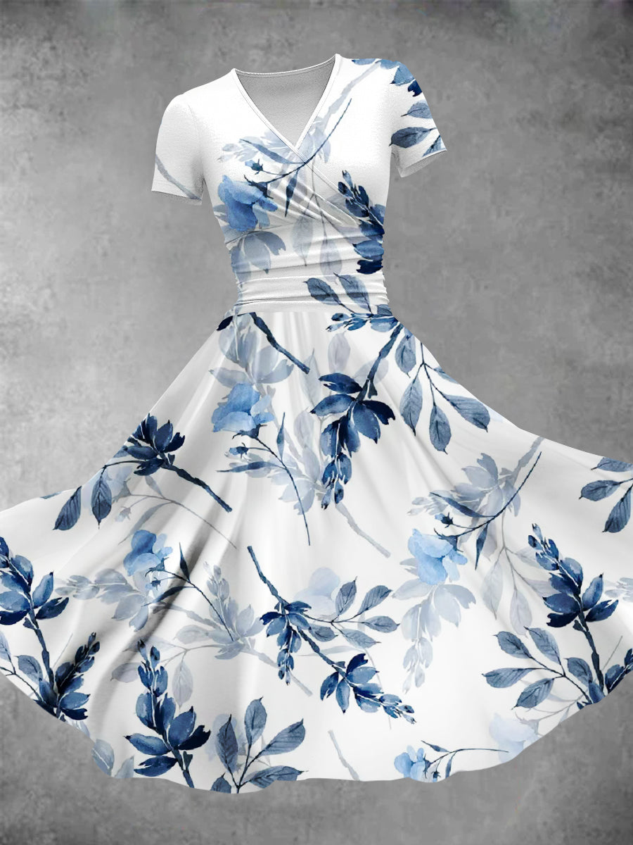 Women's Watercolor Floral Flowers Art Print Design Maxi Dress