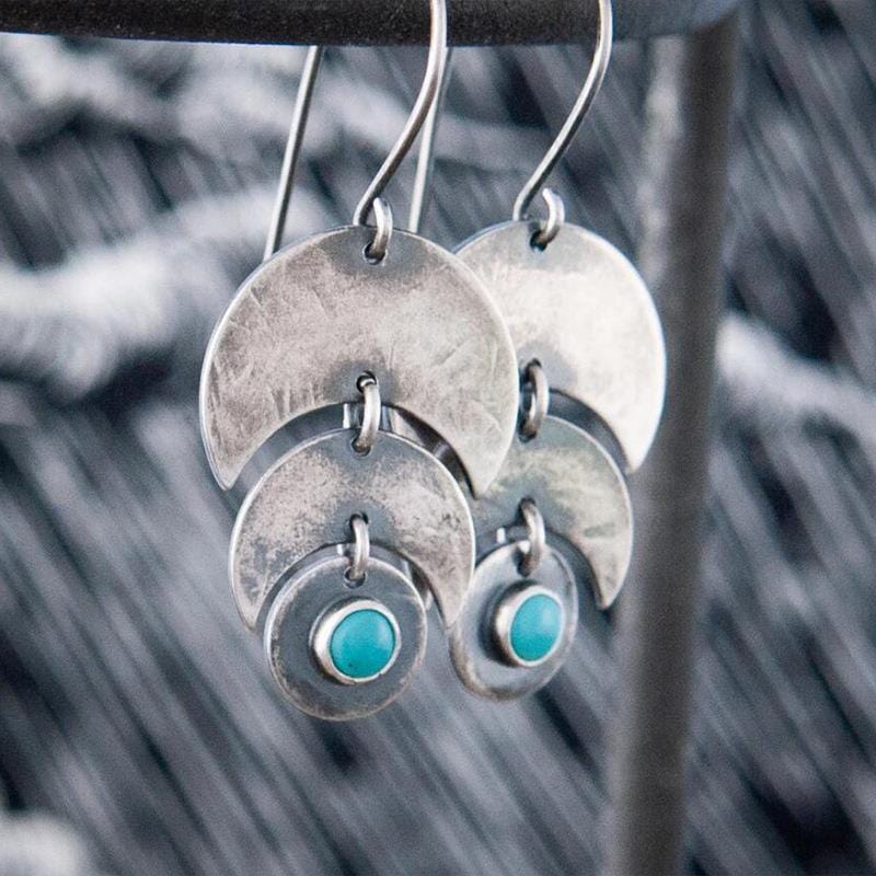 Geometric Round Turquoise Earrings