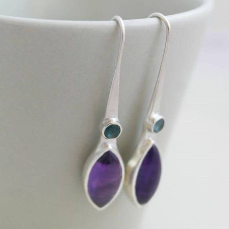 Fashion Inlaid Purple Zircon Earrings