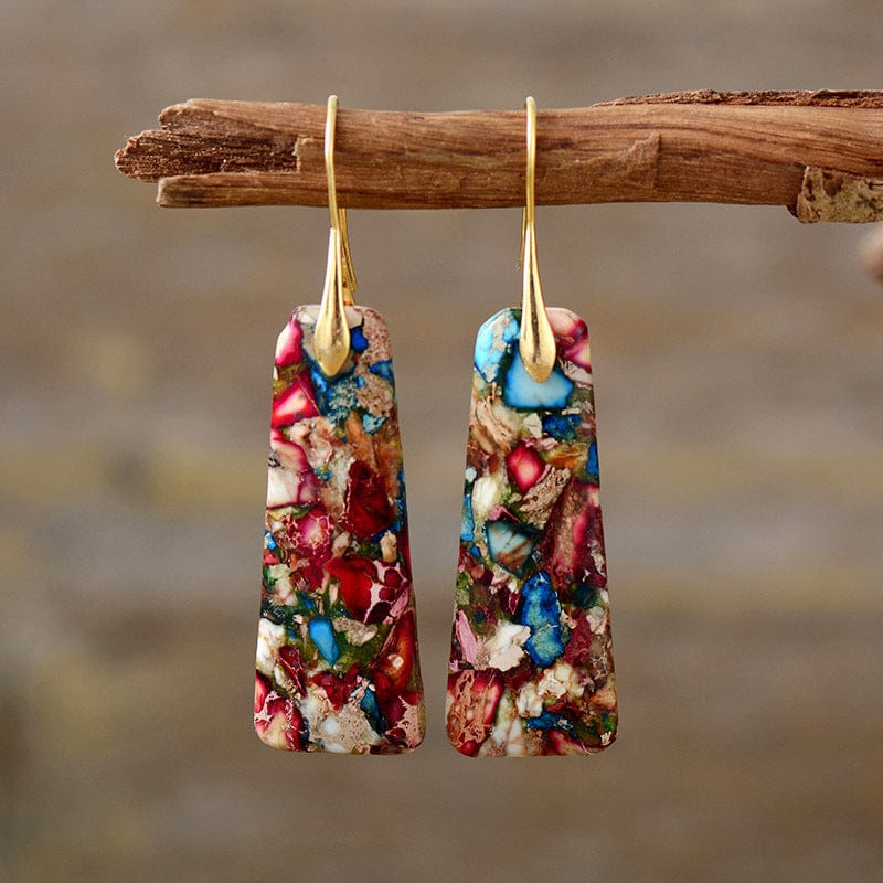 Sea sediment jasper gemstone geometric earrings