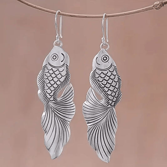 Vintage Bohemian Style Lucky Fish Shaped Drop Earrings